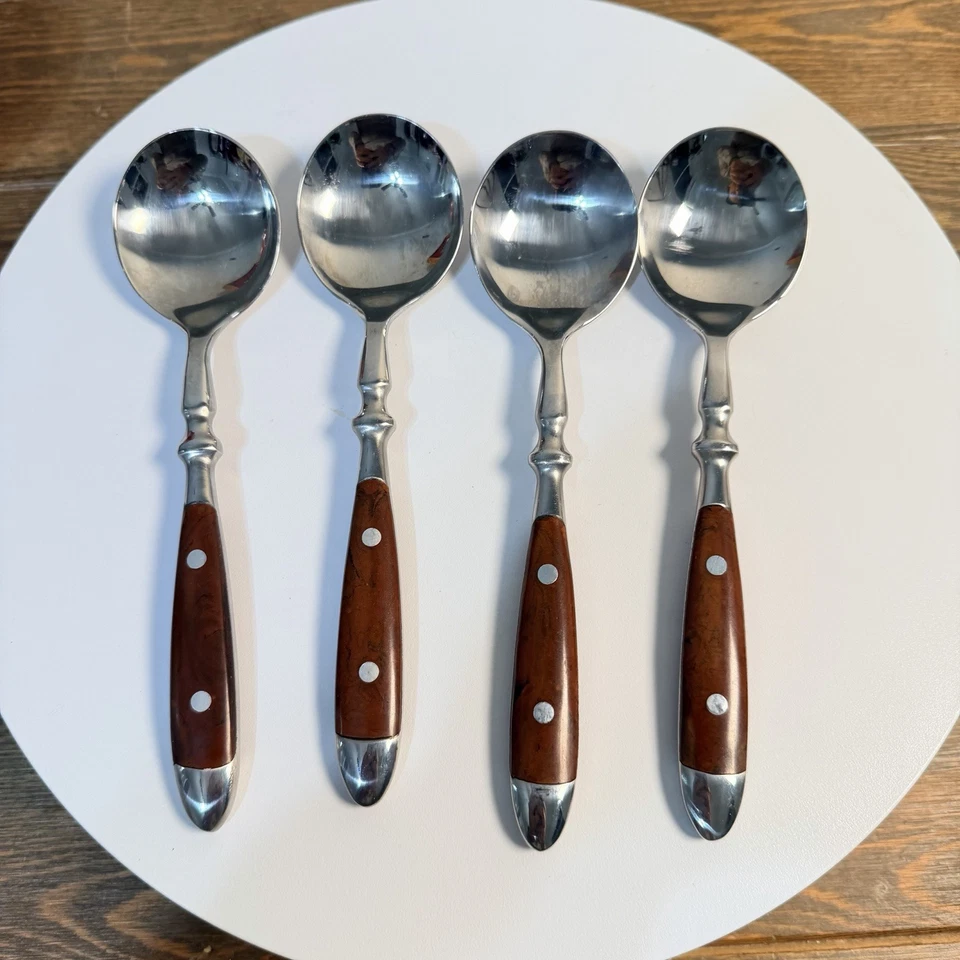 Juego de 4 cucharas sopera redondas marrón Chefs Bistro Foto 2 de 4