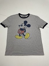 Disney Mickey Mouse Gray Ringer T-Shirt Size Large