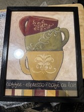 Coffee Mug Wall Art 2pc set 12  x15  Espresso Cafe Cappuccino Latte House Blend