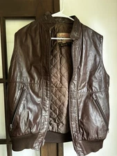 Vintage Sears The Leather Shop Vest Mens size 42 Brown