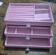pink arylic desk top storage drawers makeup hair accessories dressing table 