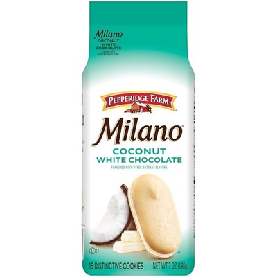 Pepperidge Farm Milano White Chocolate Coconut Flavored Cookies, 7 Oz Bag