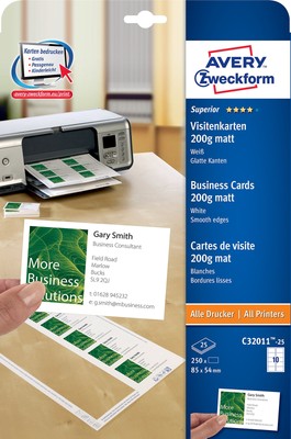 Avery Quick&Clean - Business cards - white - 200 g/m2 - 25 pcs. 250 ) 250 Karten