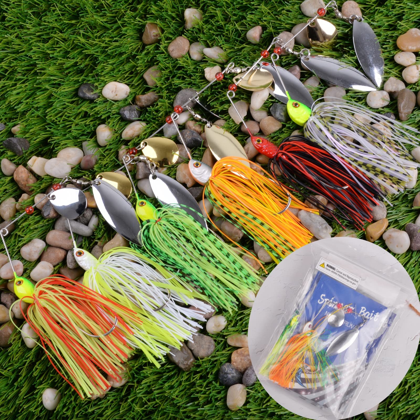 Fishing Lures Spinnerbait, 12pcs Bass Fishing Lure Spinner Baits Kit Hard Met... - Image 6