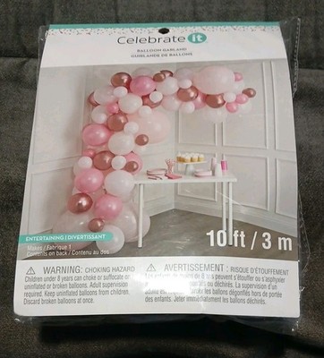 Balloon Garland Kit 10 Feet 67 Ballons Pink, Blush, & Chrome by Celebrate It NEW