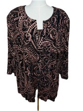 Alex Evenings Women's Black W/ Pink Paisley Design 2-Piece Shell/Jacket Size 2X