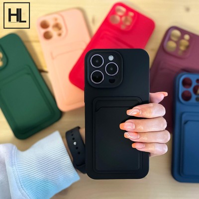 Handy Hülle für iPhone Samsung mit Kartenfach Schutz Cover Silikon Dünn TPU Case