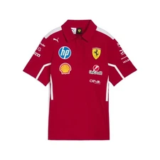 Scuderia Ferrari F1 2025 Kid's Team Polo Shirt Dark Red