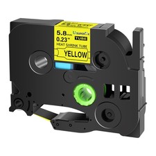 1PK Black on Yellow 6mm Fits Brother P-Touch Ratio 2:1 HSe-611 Heat Shrink Tube