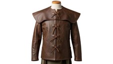 Medieval Renaissance Faire Jerkin   Brown Leather Jerkin for Men - LARP Costume
