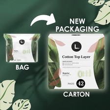L. Ultra Thin Pads for Women, Regular, 100 Pure Cotton Top Layer 42 Ct