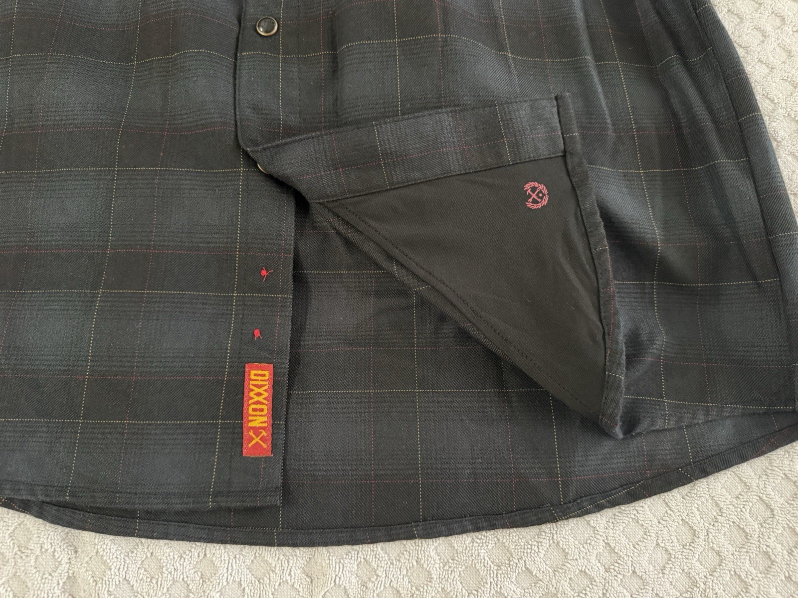Dixxon The Baron Flannel Relaxed Plaid Shirt Black Grey Red Mens Medium SOLD OUT image 5