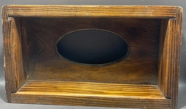 Vintage Wood Tissue Box Cover with Blue Bird and Flowers - Image 2 of 3