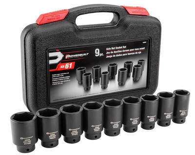 9PC Deluxe Axle Nut Socket Set 648991 Front Wheel Tool