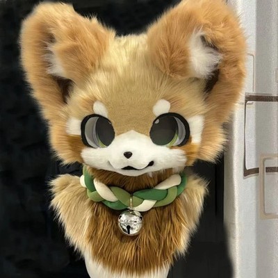Fursuit Long haired Dog Fox Mascot Party Halloween Fur Cosplay(head)