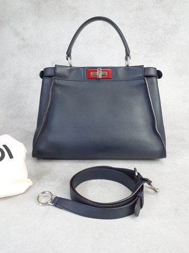FENDI Peekaboo Red / blue 2WAY bag AUTHENTIC