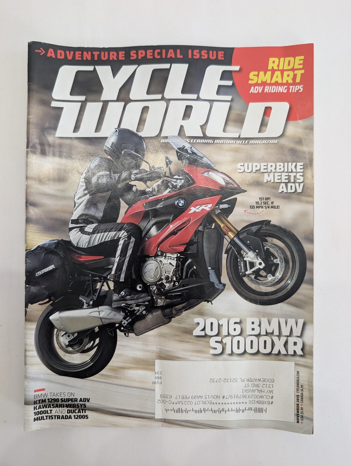 Cycle World Magazine November 2015 Adventure Special 2016 BMW S1000XR Motorcycle