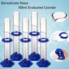 5 Pcs Graduated Cylinder 100ml Measuring Cylinder Borosilicate Glass Thick Glass