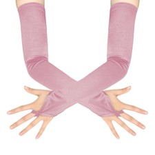 ATHX Women's Opera Party 1920s Satin Long Gloves Halloween 19" One Size, Pink