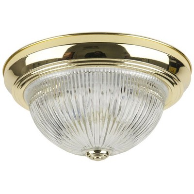 11'' Decorative Dome Ceiling Fixture, Polished Brass, Clear Glass, E26, A19, 120V