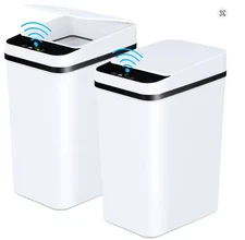 2 Pack 2.2 Gallon Bathroom Trash Cans With Lid Touchless Automatic Motion Sensor