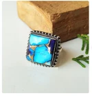 Purple Dahlia Turquoise Ring Solid 925 Sterling Silver Handmade Al Size Ring R18