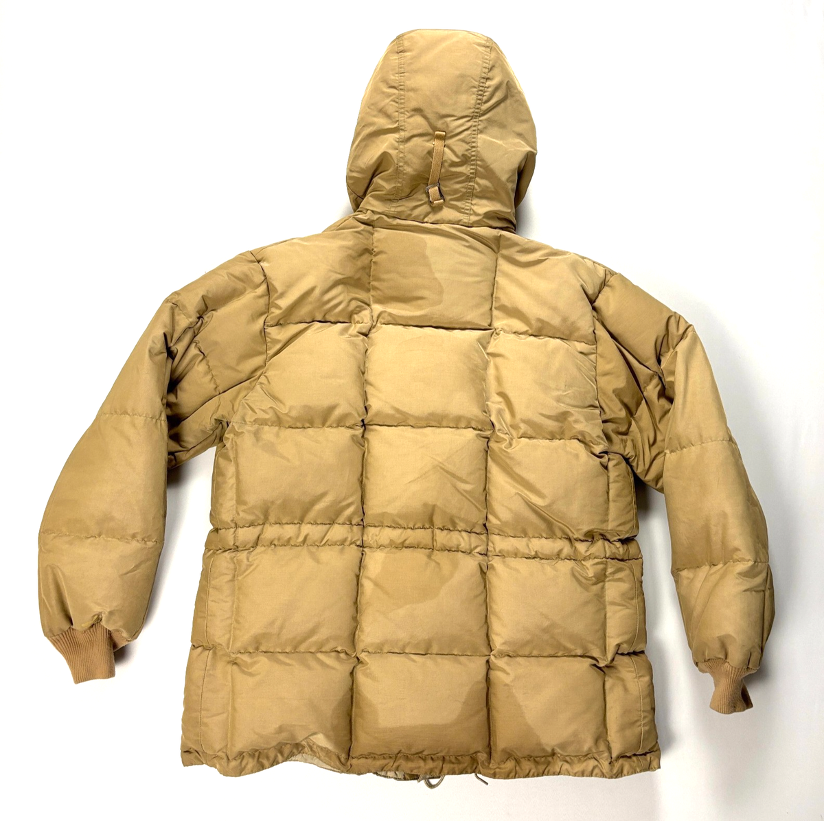 Vintage Eddie Bauer Mens Goose Down Jacket Tan Sz L Quilted Coat 
