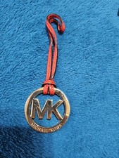 MICHAEL KORS Orange/RED LEATHER LOOP STRAP KEY FOB BAG CHARM KEYCHAIN HANG TAG