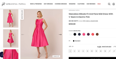Adrianna Papell Mikado Fit-&-Flare Midi Dress V-Back Electric Pink sz 12  $160 | eBay
