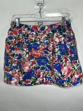 Zara Trafaluc TRF Skirt Mini Pleated Floral Red Blue Sz 8 Festival Outdoor Chic