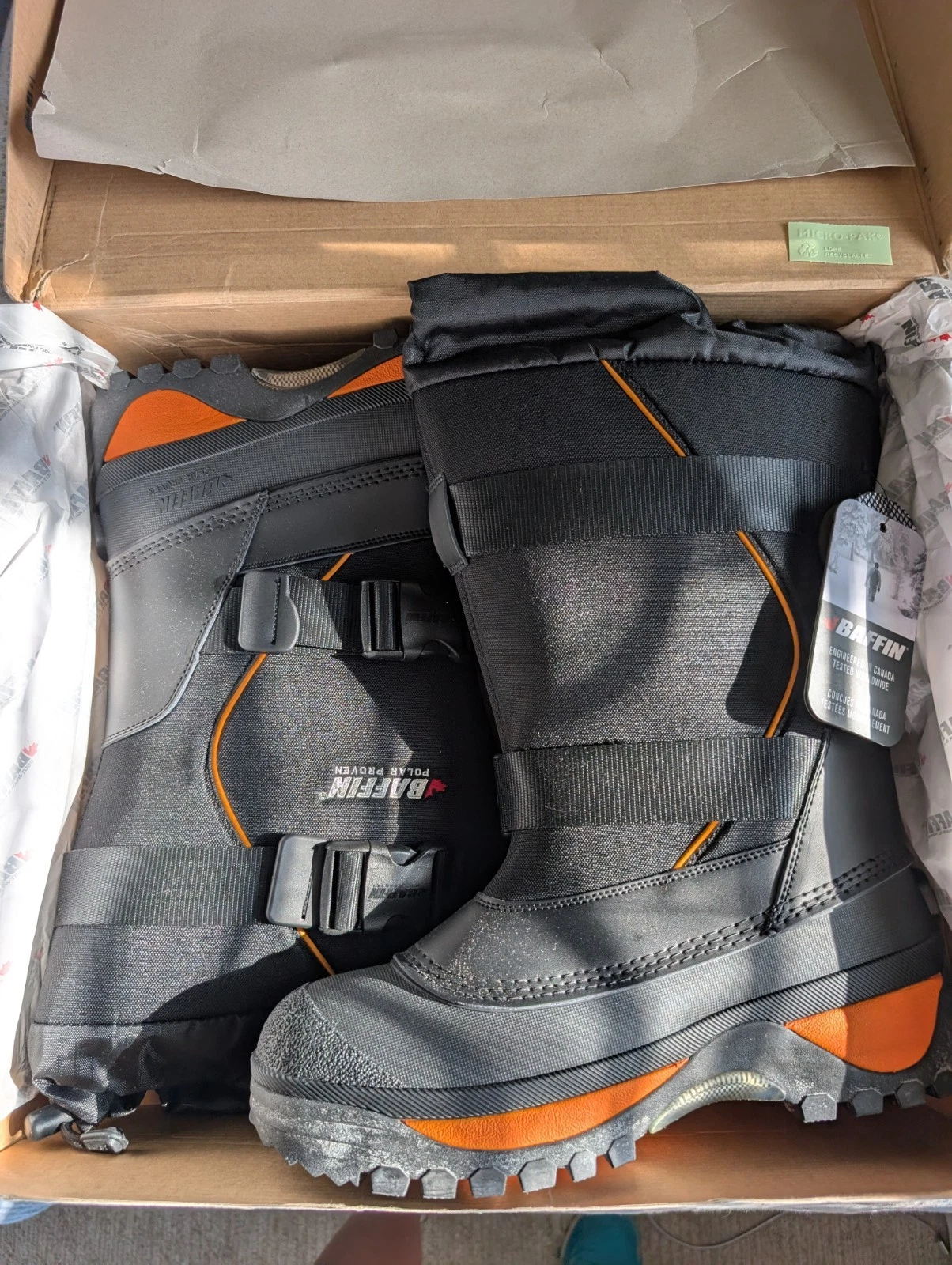 Baffin Wolf Boots Black Removable Insulation Waterproof Double Buckle Size 14