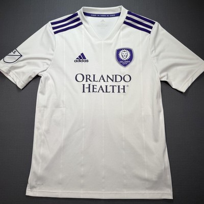 Orlando City Soccer Jersey Boys XL White Adidas MLS Climalite V-Neck Youth Shirt