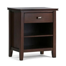 Artisan Bedside Table - 24 inch Wide Solid Wood Nightstand Table in Russet Br...