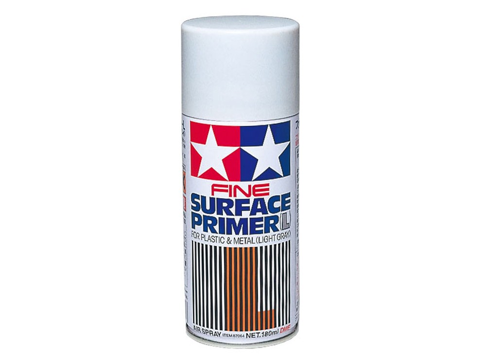 Tamiya Fine Surface Primer L Spray 180ml for Plastic and Metal - Light Grey