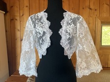 White Wedding Jacket Bride Bolero Lace White Long Sleeves Bridal Jackets Small