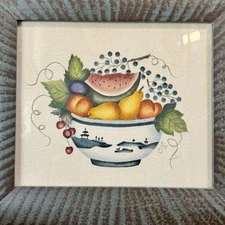 Sandra Jean Coldren SJC Fruit Bowl Theorems Oil Stencil Painting Primitive Folk