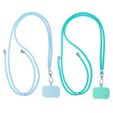 2Pcs Smart Phone Lanyards Universal Lanyard with Phone Patch, Mint Green Blue