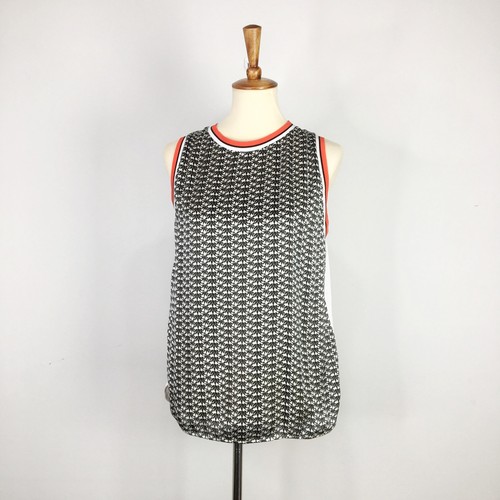 Caractere Black white red geometric lotus flower print tank top Size Small - Picture 7 of 7