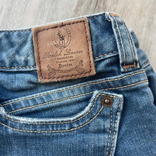 Ralph Lauren Girls Size 7 Patchwork Jeans Distressed Floral Embroidery Denim - Picture 14 of 14