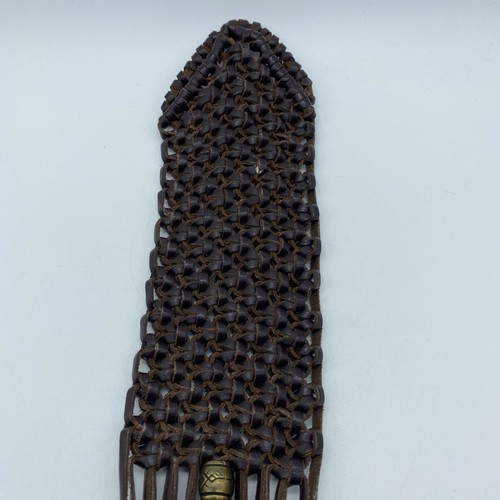 Brown Genuine Leather Macramé Beaded Belt Women's Size XL 2.25" Wide End-End 42" - Picture 8 of 11