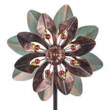 Outdoor Metal Wind Spinner with 2 Blades for Garden and Lawn Decor