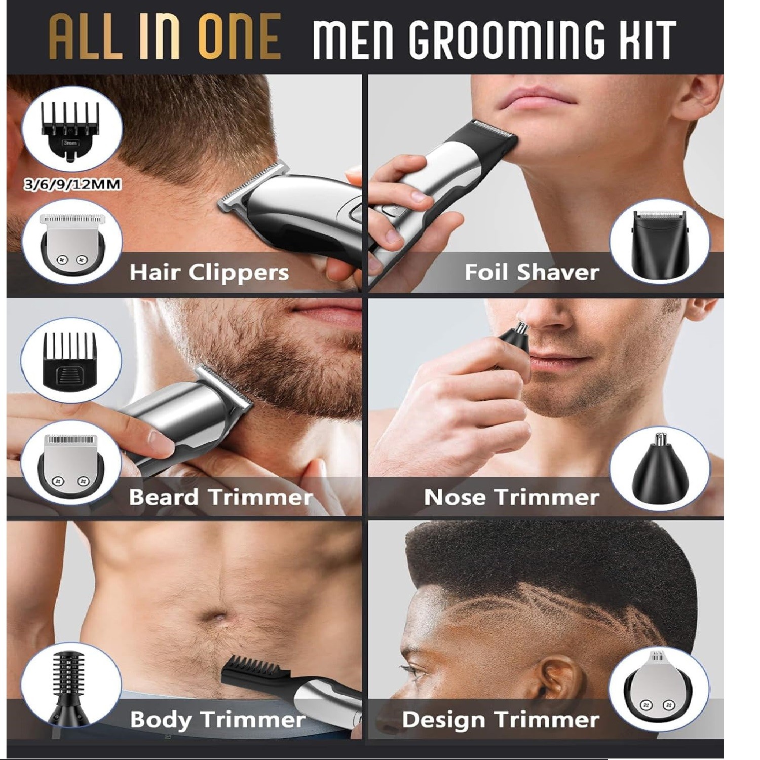Beard Trimmer for Men, Waterproof Electric Razor for Nose, Body, Face Musta VGP