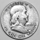 1951-S Franklin Silver Half Dollar - Circulated - Fine - #0966EB