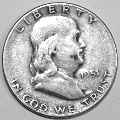 1951-S Franklin Silver Half Dollar - Circulated - Fine - #0966EB