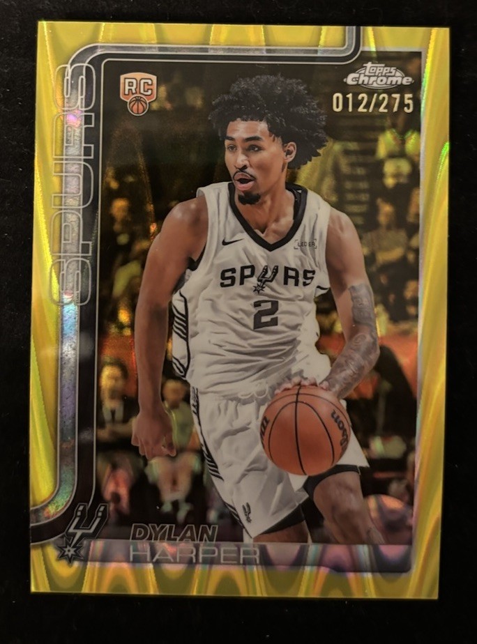 Dylan Harper 2025-26 Topps Chrome Yellow Raywave Rookie #252 SA Spurs /275