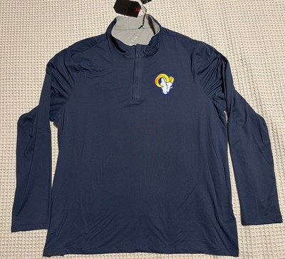 NFL Los Angeles Rams XL Antigua 1/4 Zip Long Sleeve Shirt, Navy Blue, NWT!
