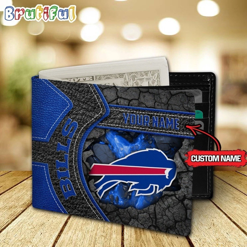 Personalized Buffalo Football Billss Team Men's Leather Wallet Gift For Him