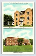 Postcard Nebraska Milford NE Trade School Dorm Cafeteria 1940s Linen Unposted