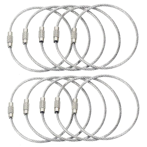 40x argento 2,0 mm * 150 mm filo portachiavi cavo metallo bagaglio tag anelli portachiavi USA - Foto 7 di 16