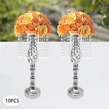 10pc Silver Plated Crystal Flower Stand Wedding Centerpiece Flower Party Decor